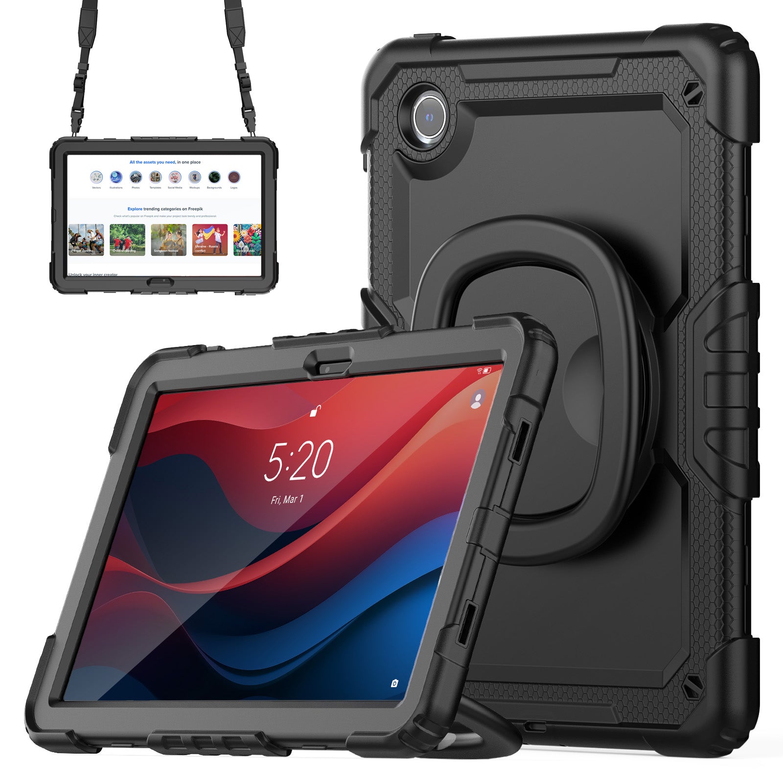 For Lenovo Tab M11 / Xiaoxin Pad 11 2024 TB-330FU / TB-331FC Case Kickstand PC+Silicone Tablet Cover with Strap For Lenovo Tab M11 / Xiaoxin Pad 11 2024 TB-330FU / TB-331FC Case Kickstand PC+Silicone Tablet Cover with Strap